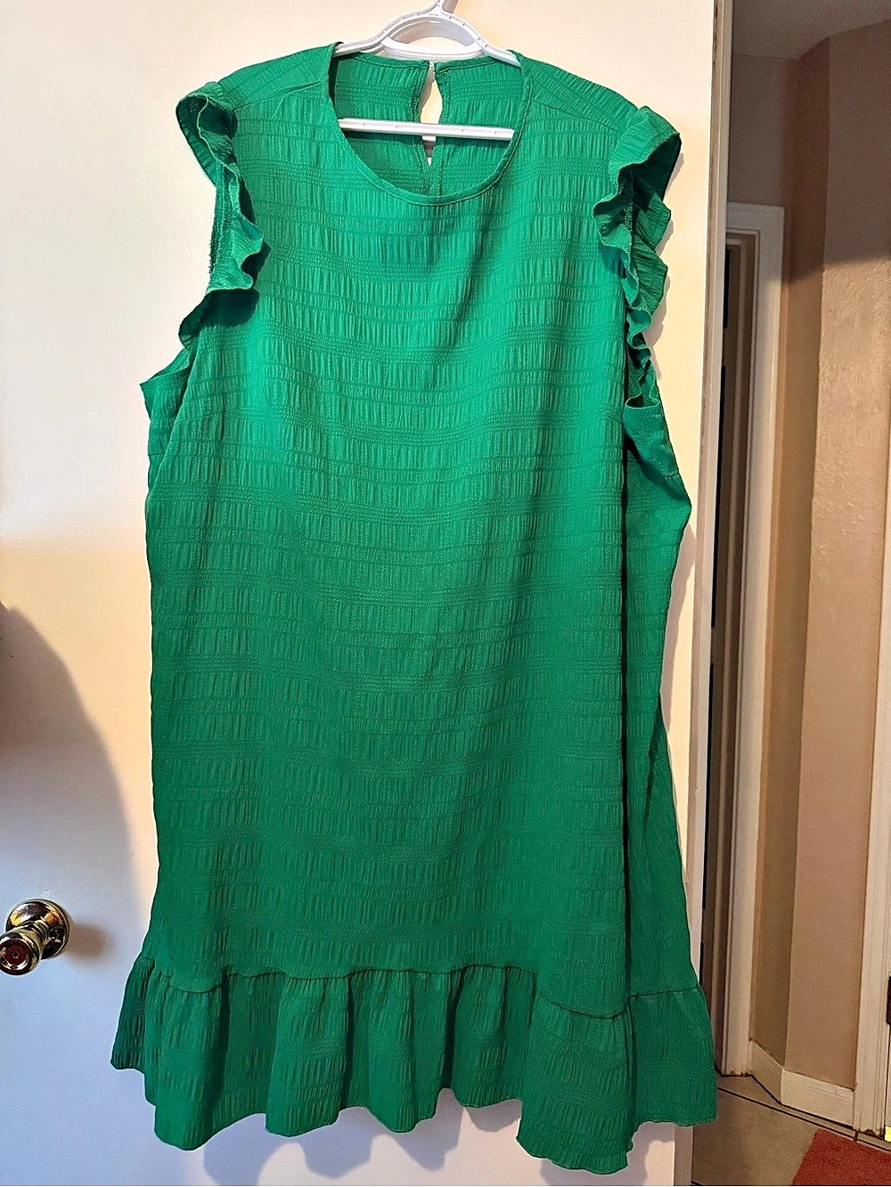 SHEIN Curve Ruffle Mini Dress in Green Size 5XL Like New